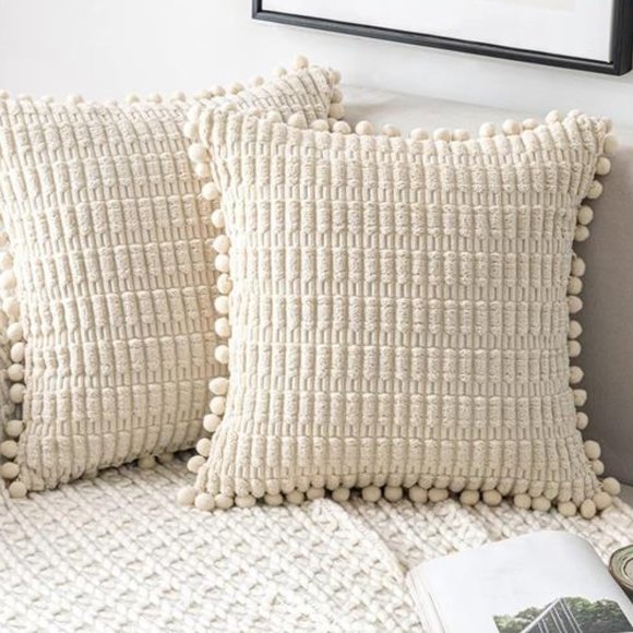 Modern Farmhouse Throw Pillow Covers Set Decorative Accent Cases Boho Decor 18" - Picture 5 of 13